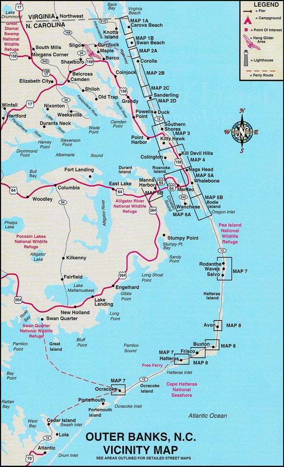 Map of Outer Banks, North Carolina - Live Beaches